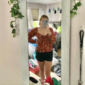 new orange floral blouse